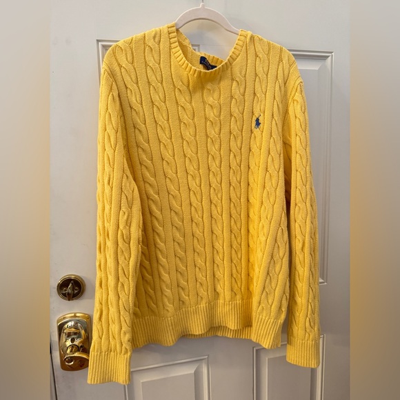 Polo Ralph Lauren Yellow Cable Knit Sweater size XL - Picture 3 of 10